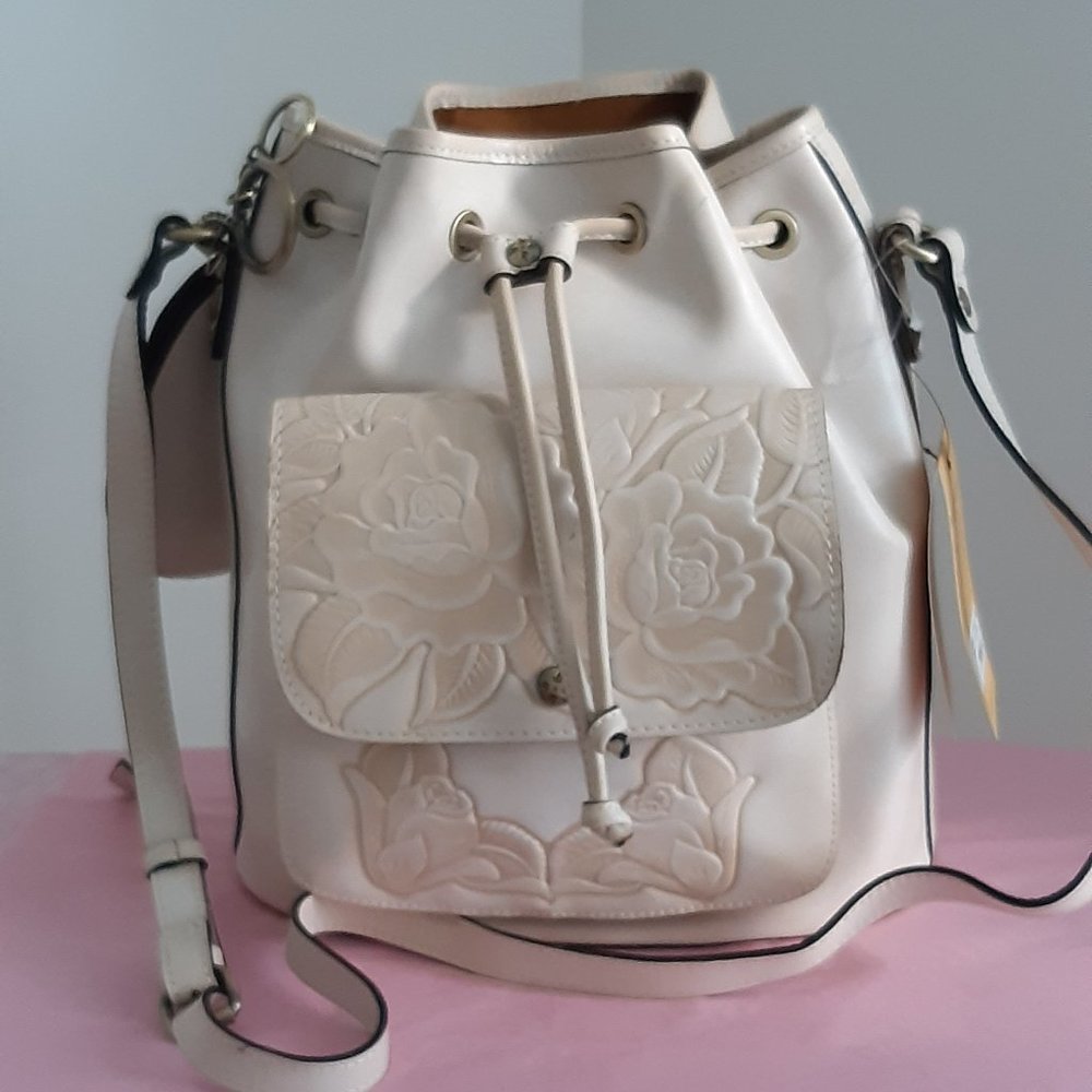 Patricia Nash SABINA Leather Crossbody Drawstring Bag